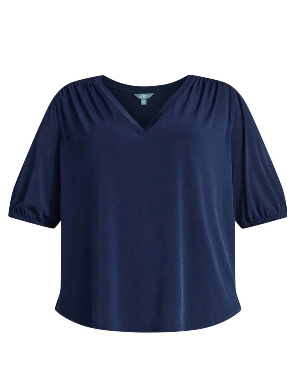 Terra & Sky Women's Plus Size V Neck Tee with Elbow Sleeves, 3X
